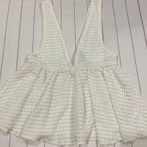 Urban Outfitters Crochet Knit Plunge V Neck Top